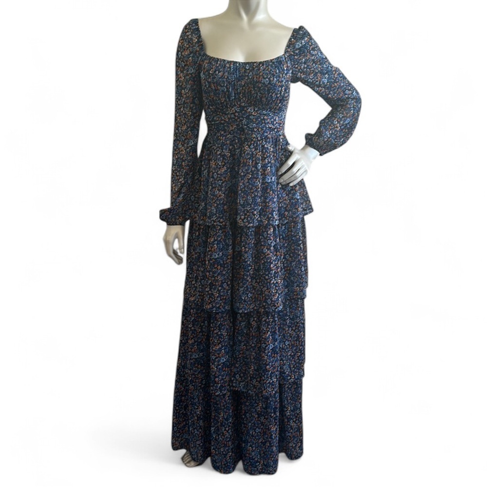 Francesca’s Stevie Floral Tiered Bow Back Maxi Dress